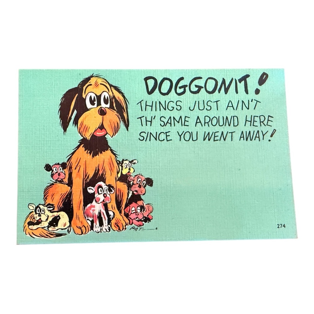 Vintage Original‎ 1940’s Unused Linen Humor Postcard, Kitchy I Miss You Ephemera